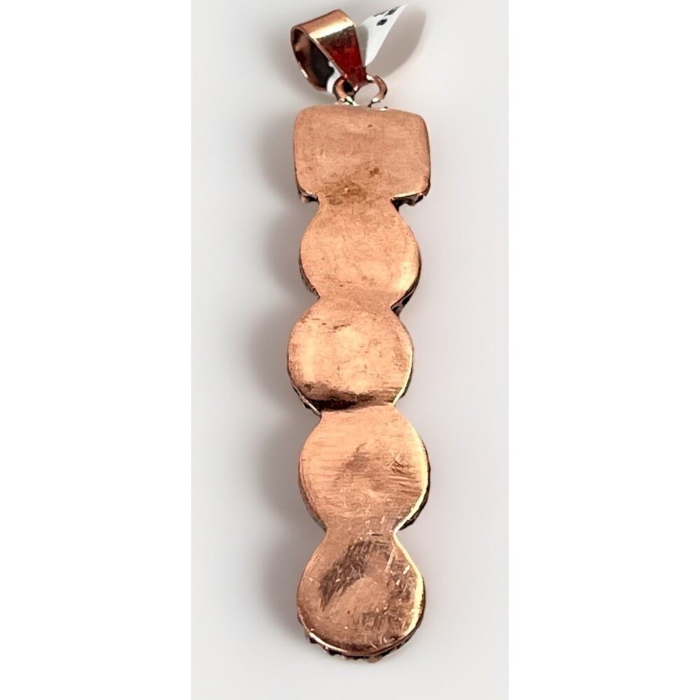 Southwestern No. 8 Mine Turquoise Five Stone Copper Statement Pendant 3.5” - Picture 12 of 16